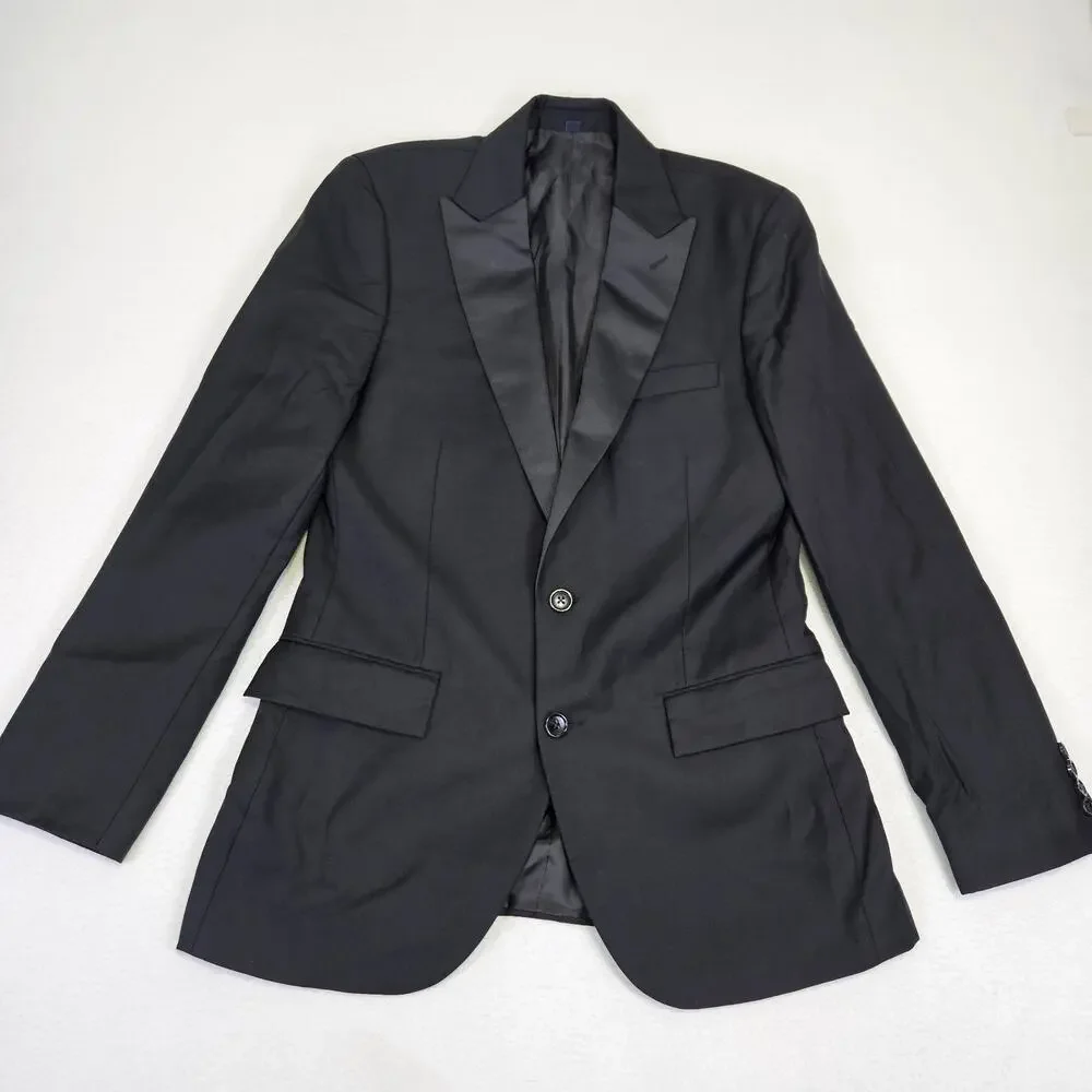 J.Crew Thompson Tuxedo Jacket 38R Black Wool Peak Lapel Formal Wedding Dance Tux